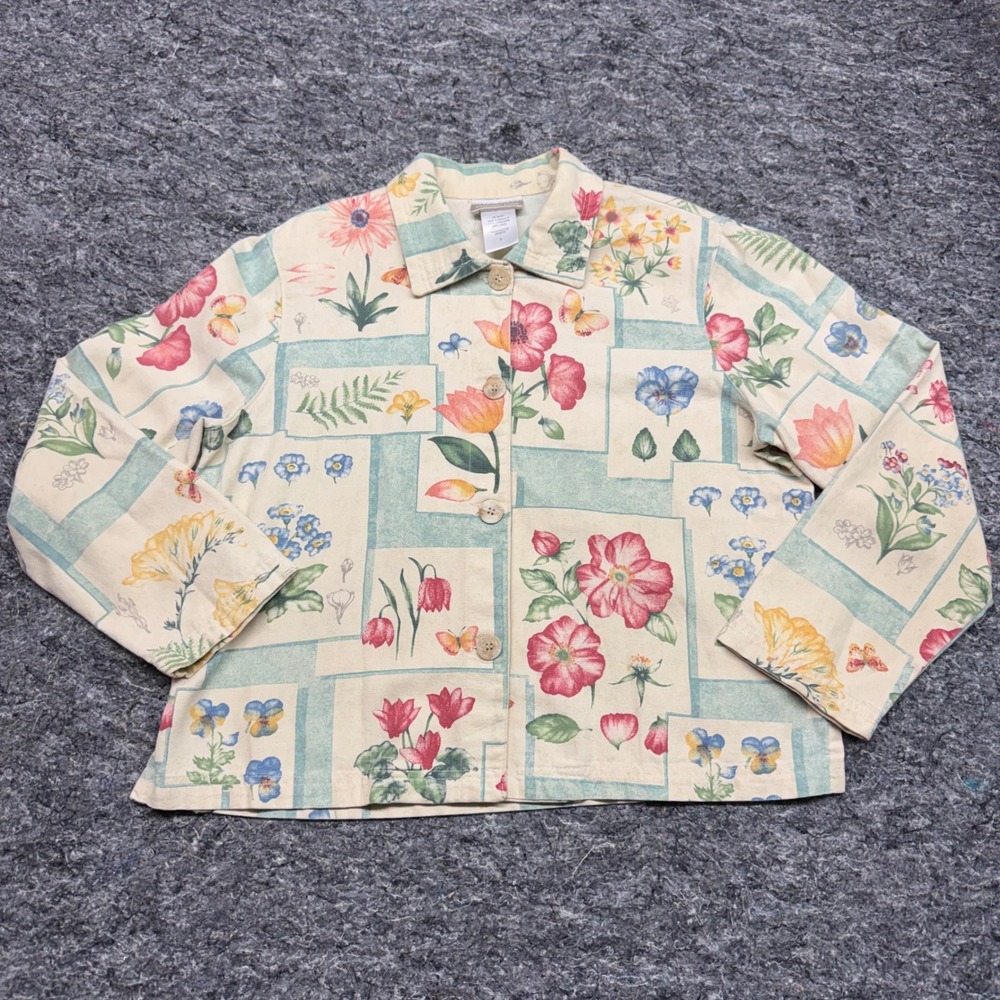 Coldwater Creek Floral Butterfly Cotton Canvas Jacket Small G195/17228